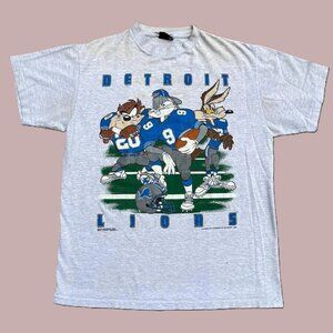 Vtg 1993 Looney Tunes Detroit Lions Ash t-shirt Unisex short sleeve Unisex